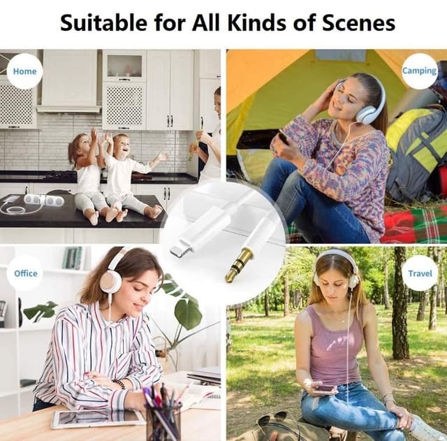 Detalle 1 de Cavo Aux per iPhone con certificato Apple MFi, Lightning-3,5 mm 1,2 m per autoradio e cuffie