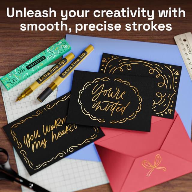 Detalle 2 de Artistro 2 goldene Acrylfarbstifte 0,7 mm 🎨