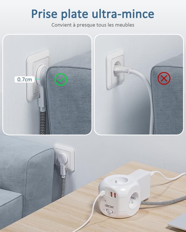 Thumbnail 6 de LENCENT Cube rallonge 7 en 1 Fiche Plate