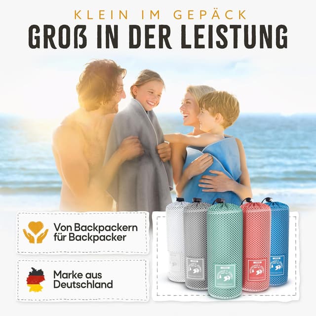 Thumbnail 6 de Backpacker's Journey Mikrofaser Handtücher Reisehandtuch-Set (S, M, L, XL) – schnelltrocknend, saugfähig & antibakteriell