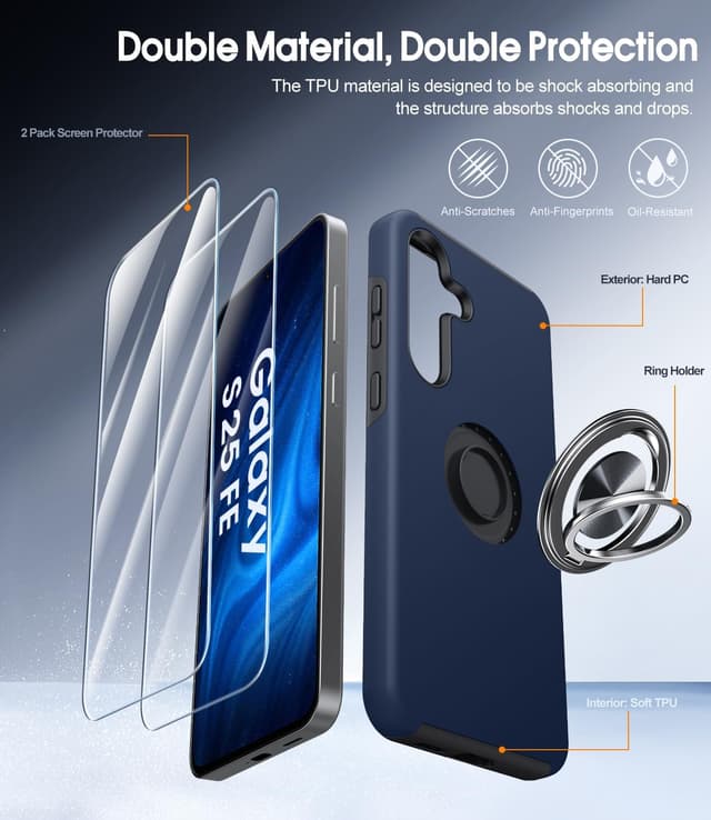 Thumbnail 5 de AOUIA S25 FE Case 360° Ring Stand