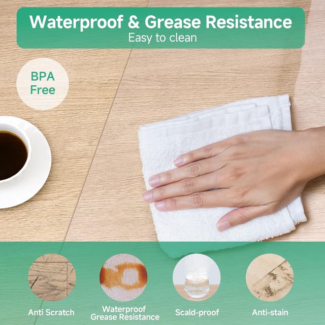 Detalle de NATRKE Schreibtischunterlage transparent 120 x 60 x 0,15 cm (PVC, rutschfeste Schreibunterlage)