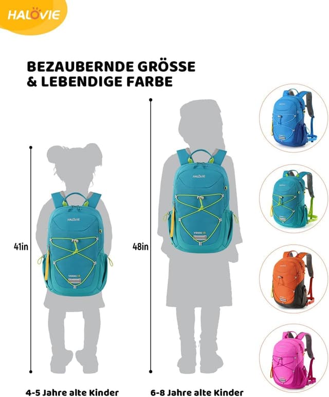 Detalle 1 de HALOVIE Kinderrucksack 15 L mit Brustgurt