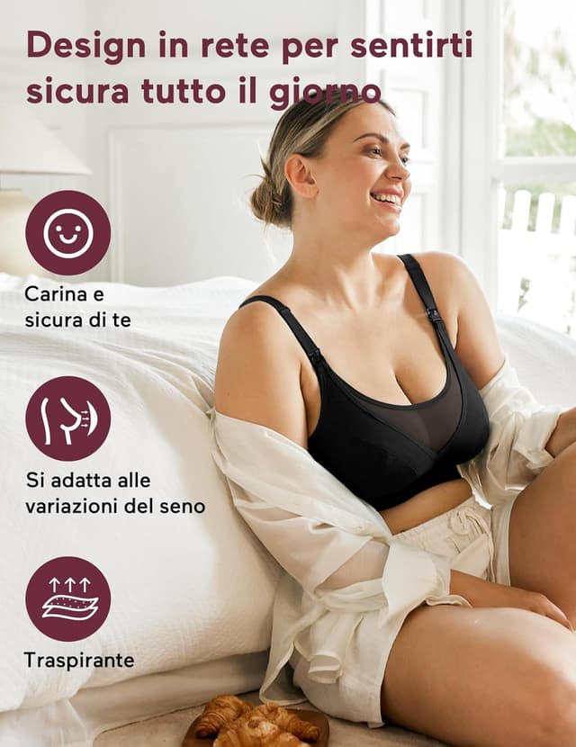 Detalle de momcozy Reggiseno a pompa e mani libere per allattamento (taglie 4C-8E, senza ferretto)