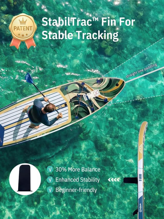 Detalle 2 de Niphean (Extra Large) Inflatable Paddle Board (SUP) for 2+1 People with StabilTrac Fin and Accessories