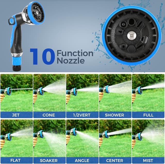 Detalle de Himimi Avvolgitubo da giardino da parete 30 m + 2 m, riavvolgimento automatico e pistola 10-in-1