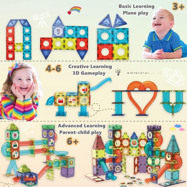 Thumbnail 3 de Magnetische Bausteine 144 Teile LED-Set 🧩