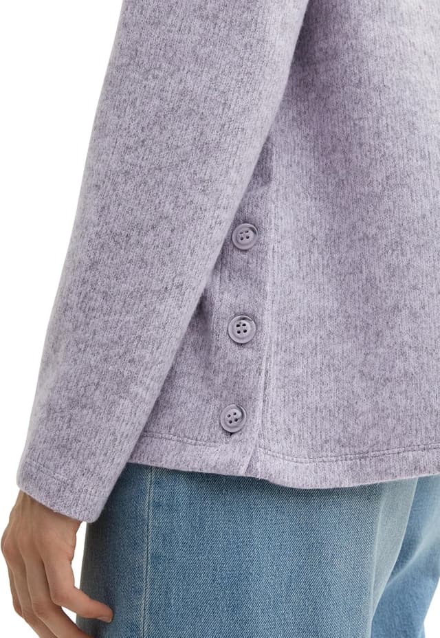 Detalle de TOM TAILOR felpa plus size donna mélange con collo alto a maniche lunghe (confezione da 1)