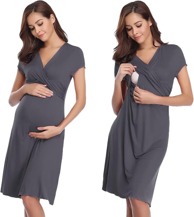 Thumbnail 6 de Irdcomps Stillnachthemd Damen Kurzarm aus Baumwolle (S–XXL) fürs Stillen und die Schwangerschaft