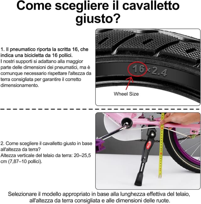 Detalle 2 de CYFIE Cavalletto Bici Bambino laterale regolabile in alluminio (altezza regolabile)