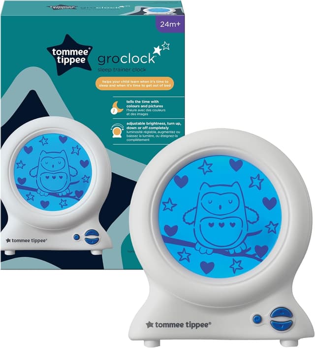 Detalle 2 de Tommee Tippee Groclock: orologio con sveglia, luce notturna e allenatore del sonno USB per bambini piccoli, bianco