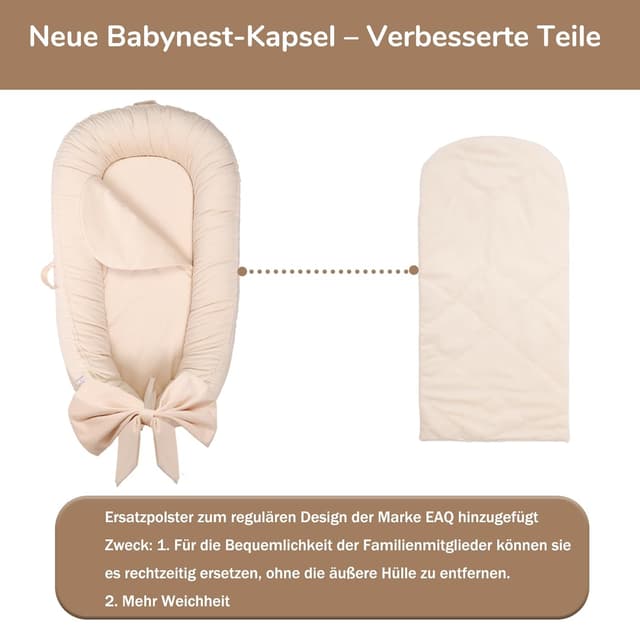 Thumbnail 4 de EAQ Babynest Nestchen 100 Baumwolle Beige