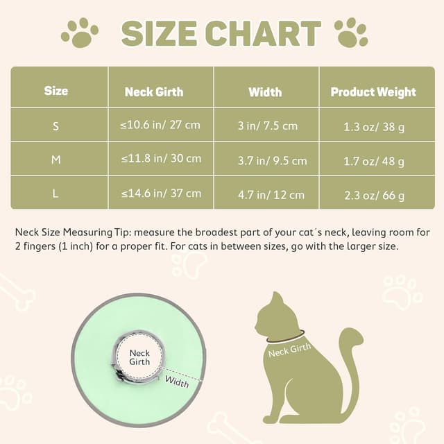 Detalle de Avont Leicht Halskrause Katze – einstellbarer Leckschutz-Kragen für die Zeit nach der OP (M/Grün)