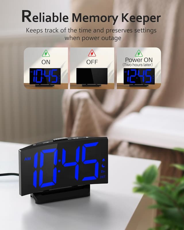 Thumbnail 5 de GOLOZA Digital Alarm Clock for Bedrooms with Curved Design