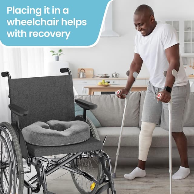 Detalle de Benazcap Donut Pillow Seat Cushion for Hemorrhoids & Coccyx Pain Relief