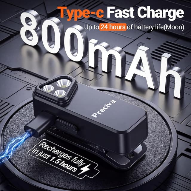 Detalle de Preciva Rechargeable EDC Torch (500 Lumens) with Spotlight, Floodlight & Red Warning Light