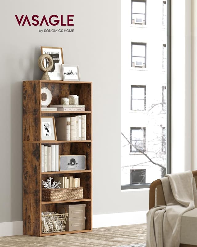 Detalle de VASAGLE CUSTOS 5-Tier Bookshelf (ULBC165X01) with Open Storage Compartments