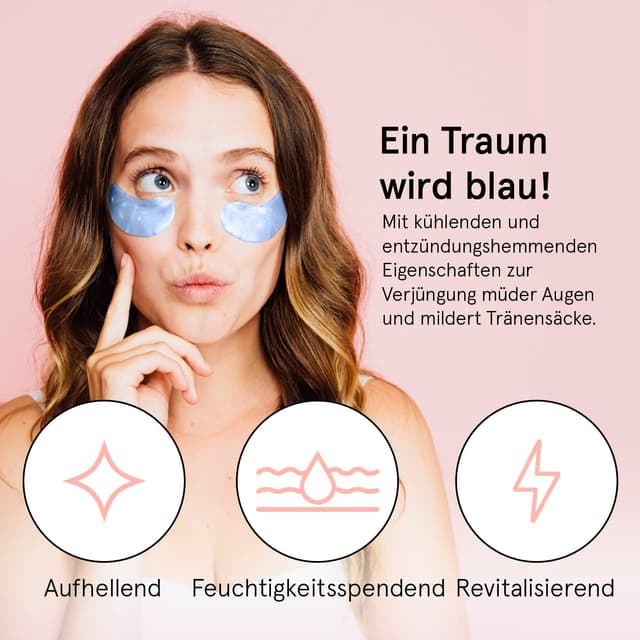 Detalle 2 de grace & stella Augenpads gegen Augenringe, Tränensäcke & Falten (24 Paare, blau)