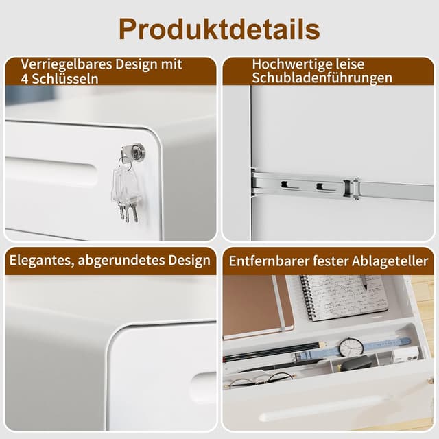Thumbnail 3 de HOMSTEEL Rollcontainer Mobiler Aktenschrank