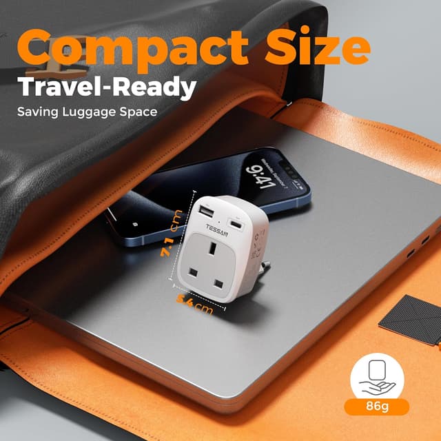 Thumbnail 4 de TESSAN UK to Italy Plug Adapter with USB C