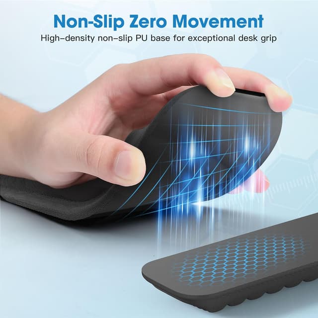 Detalle de MEKASS Ergonomic Wrist Rest Set (Keyboard + Mouse) with Memory Foam and Non-Slip Silicone Base