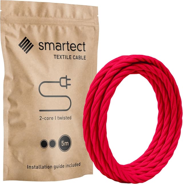 Detalle de smartect Cable Textil Rojo 5 m 2×0,75