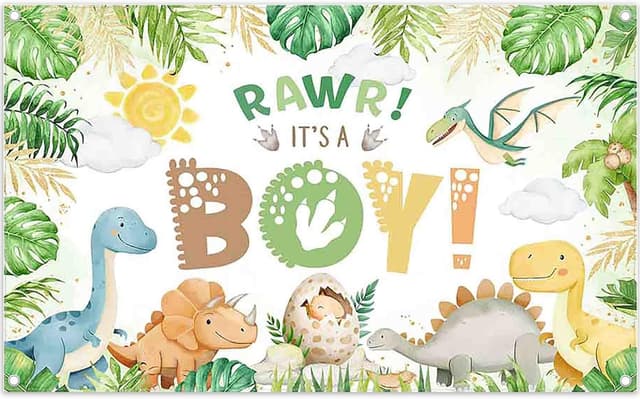 Detalle de Luminora 72x43inch Dinosaur Newborn Backdrop (Cartoon Tropical Leaves Jungle Forest) for Baby Shower & Birthday Photos