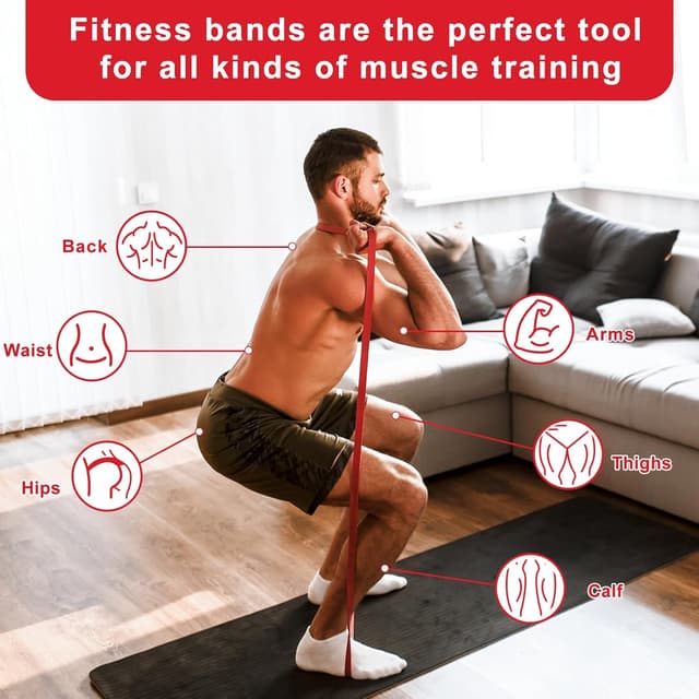 Detalle de Elastici Fitness 15-100LB in lattice 100% (elastici singoli) per palestra, pilates, yoga, crossfit