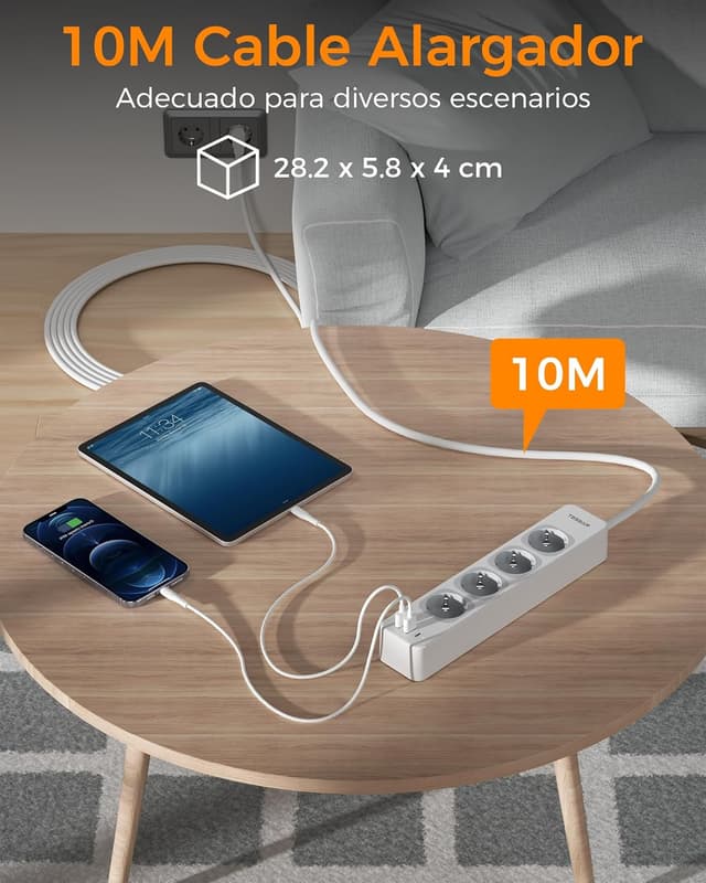 Thumbnail 3 de TESSAN Regletas 7 en 1 con USB C y A, 10m ⚡