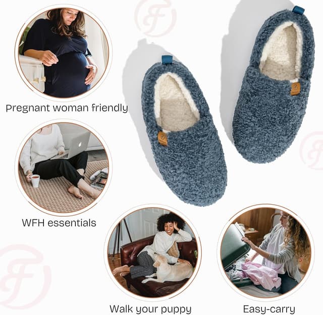 Detalle 2 de EverFoams Chaussons femme chauds en mousse à mémoire de forme, doublure polaire et semelle antidérapante