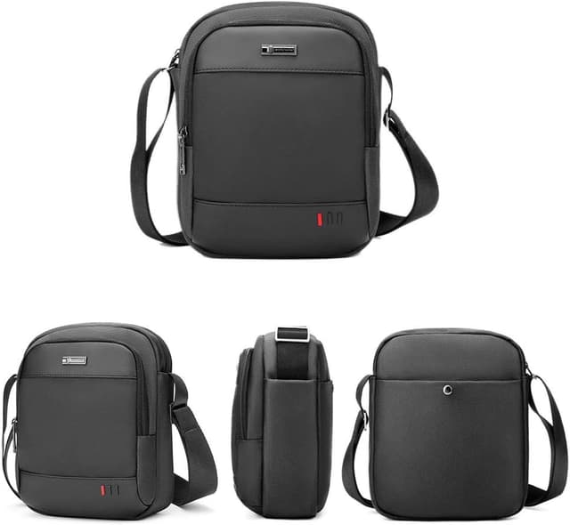 Detalle de BAIGIO sac bandoulière homme noir 24 x 20 x 9 cm : pratique pour travail, voyages et sport