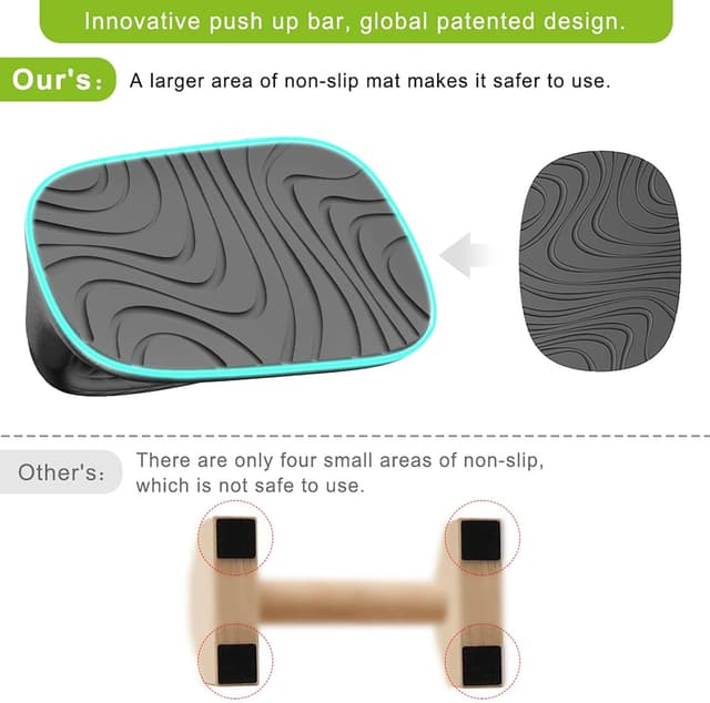 Detalle de SELEWAERE Calisthenics Liegestützgriffe Set mit Dip-Barren – weicher Griff, rutschfeste Unterseite