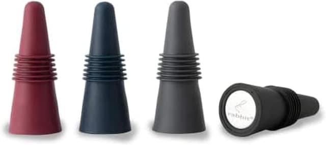 Detalle de Rabbit W6121 Bottle Stoppers Set of 4 (Multicolor) — Airtight Silicone & Stainless Steel Caps