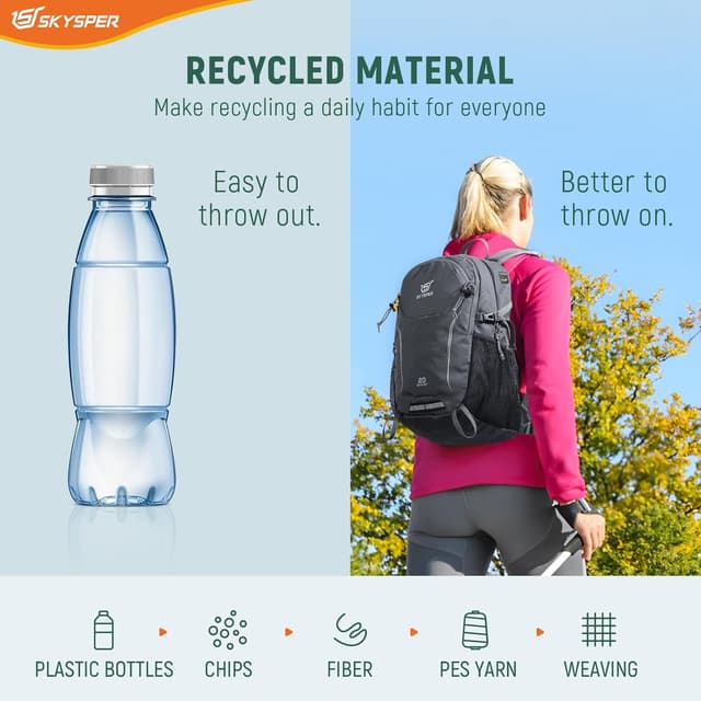 Thumbnail 6 de SKYSPER Recycled 20L Hiking Backpack – Lightweight daypack for trekking, camping and travel