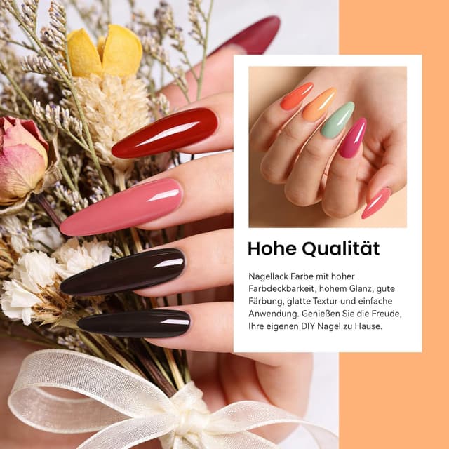 Detalle de Phoenixy UV-Nagellack Set (24-teilig) mit 21 Farben, Unterlack & Überlack