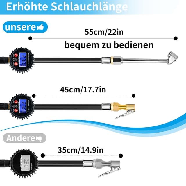 Detalle 2 de ENDARK Digitaler Reifenfüller Reifendruckprüfer 0–200 PSI