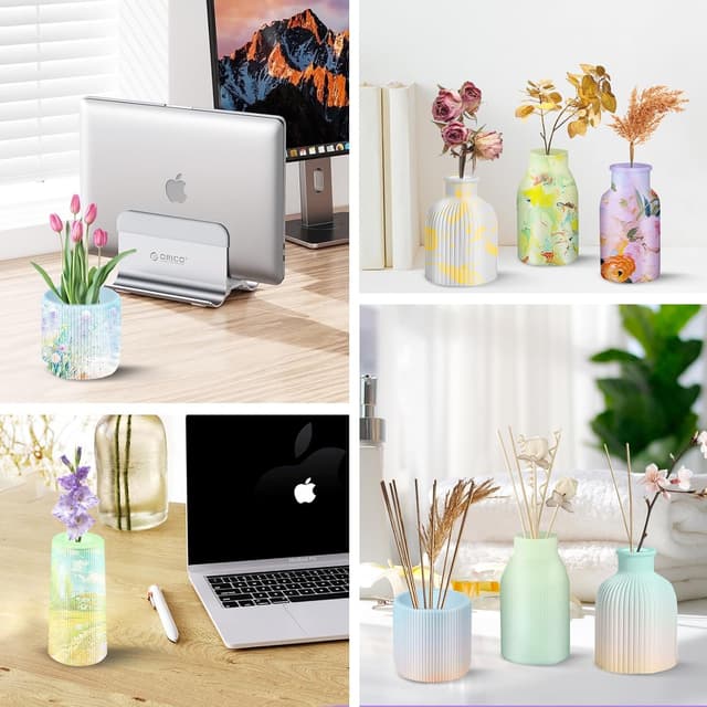 Detalle de Huiguli 7-teiliges Vase-Silikonform-Set (5 Vasen + 2 Tabletts) für DIY mit Resin & Deko