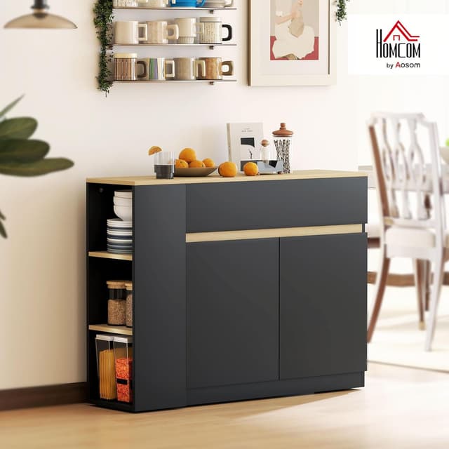Detalle de HOMCOM buffet rangement 110 x 29,5 x 82 cm