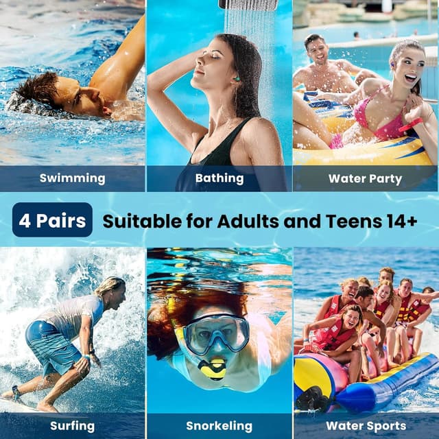 Thumbnail 3 de Swimming Ear Plugs 4 Pairs Silicone for Adults 🏊