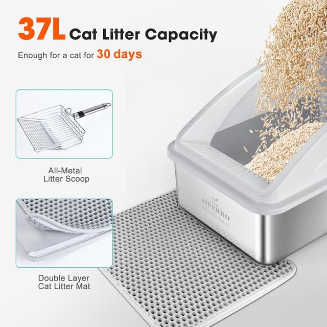 Thumbnail 5 de Stainless Steel XL Enclosed Cat Litter Box 🐱