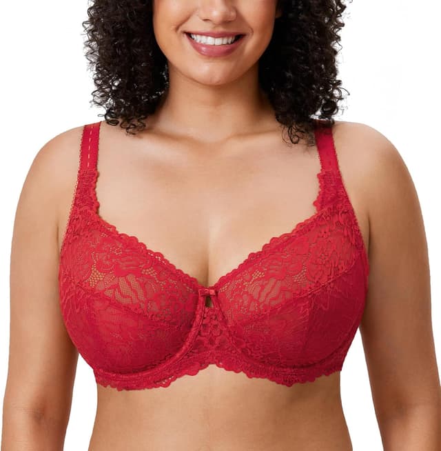 Detalle 2 de DELIMIRA Damen Minimizer-BH für große Größen ohne Polster mit Vollschalen und Spitze