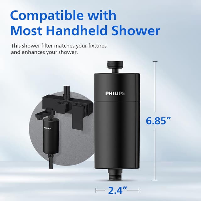 Detalle de Philips Shower Filter AWP1775BK/37 (NSF Certified) Double-Mesh Water Softener for Hard Water