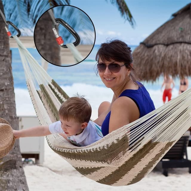 Detalle de Flintronic mousqueton à verrouillage en aluminium 90 x 48 mm (forme D) pour hamac, camping et randonnée