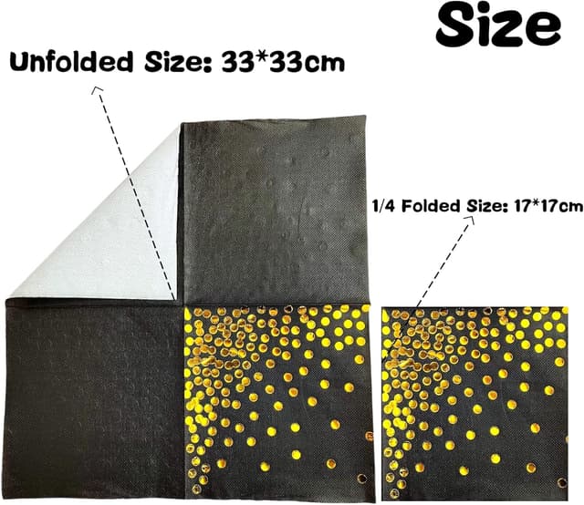 Detalle de CEILIWEN Black & Gold Serviettes 100 Pack