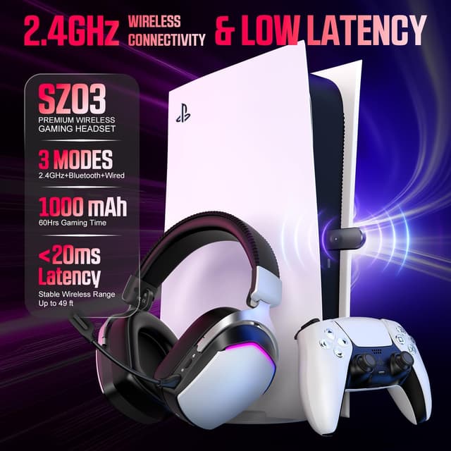 Detalle 2 de WizBolt RGB Wireless Gaming Headset 60H