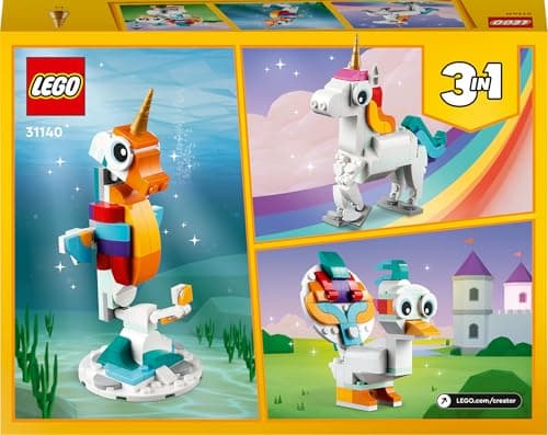 Thumbnail 9 de LEGO Creator 3 en 1 Unicornio Mágico (31140): unicornio transformable en caballito de mar o pavo real