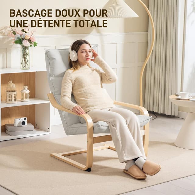 Thumbnail 5 de HOMCOM Fauteuil Salon Velours Crème