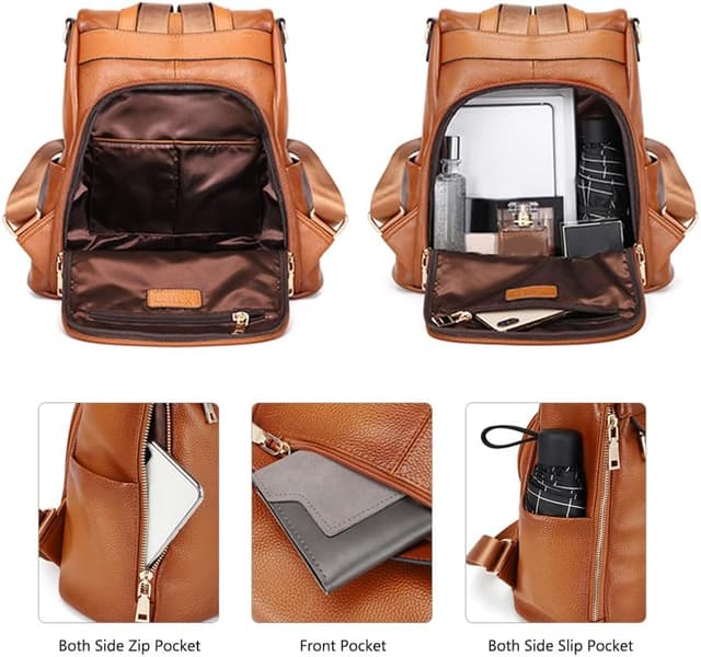 Detalle de Kattee Borsa a tracolla antifurto da donna in vera pelle con scomparti per tablet fino a 11 pollici