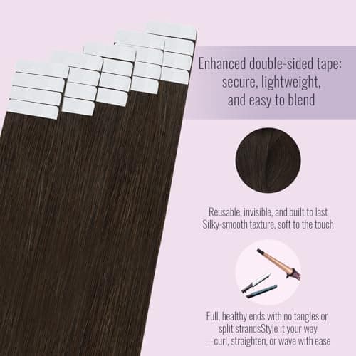 Thumbnail 2 de Fshine Tape-in Extensiones de Cabello 🧑🦰 12" Marrón Oscuro