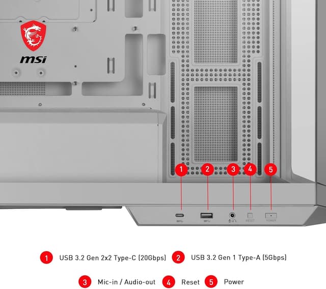 Detalle 2 de MSI MAG PANO M100L PZ White boîtier Micro-ATX